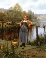 Daniel Ridgway Knight - Young Girl by a Stream